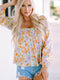 Floral Print Square Neck Puff Sleeve Babydoll Top