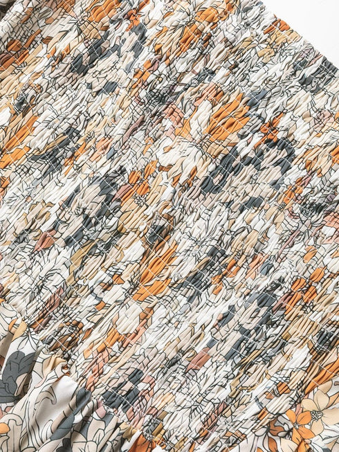 Floral Printed Puff Sleeve A-Line Mini Dress with Smocked Back