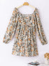 Floral Printed Puff Sleeve A-Line Mini Dress with Smocked Back