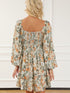 Floral Printed Puff Sleeve A-Line Mini Dress with Smocked Back