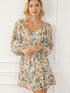 Floral Printed Puff Sleeve A-Line Mini Dress with Smocked Back