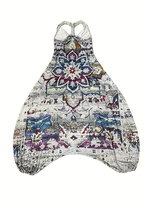 Floral V Neck Harem Jumpsuit for Women: Stylish and Comfortable Sleeveless One-Piece