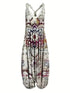 Floral V Neck Harem Jumpsuit for Women: Stylish and Comfortable Sleeveless One-Piece