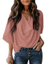 Flowy Trumpet Sleeve Chiffon Blouse with Pleated Details