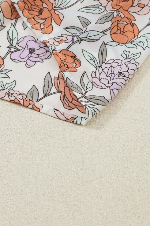 Flowy V-neck Printed Belted Holiday Dress