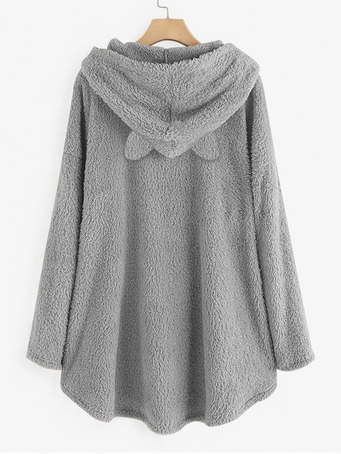 Fluffy Cat Ears Graphic Hoodie for a Cozy Style