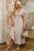 Flying Sleeves V-neck Open Back Solid Long Flowy Dress