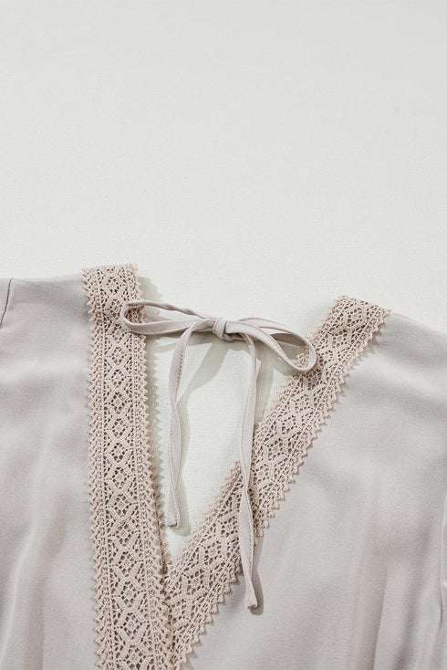 Flying Sleeves V-neck Open Back Solid Long Flowy Dress