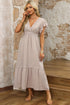 Flying Sleeves V-neck Open Back Solid Long Flowy Dress