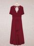 Flying Sleeves V-neck Open Back Solid Long Flowy Dress