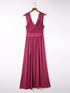 Flying Sleeves V-neck Open Back Solid Long Flowy Dress