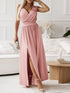 Flying Sleeves V-neck Open Back Solid Long Flowy Dress
