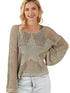 French Beige Star Pointelle Knit Oversized Sweater