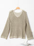 French Beige Star Pointelle Knit Oversized Sweater