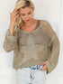 French Beige Star Pointelle Knit Oversized Sweater