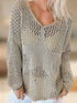 French Beige Star Pointelle Knit Oversized Sweater