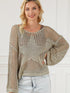 French Beige Star Pointelle Knit Oversized Sweater