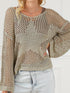 French Beige Star Pointelle Knit Oversized Sweater