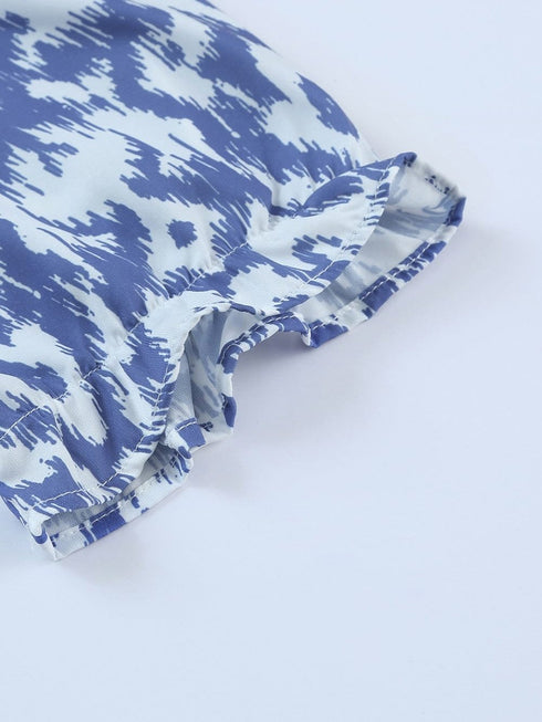 Geometric Print Sky Blue V Neck Maxi Dress for Casual Chic