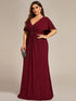 Glamorous Plus Size Mermaid Evening Gown with Glitter Bat-Wing Sleeves and Waist-Cinching Detail