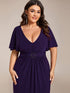 Glamorous Plus Size Mermaid Evening Gown with Glitter Bat-Wing Sleeves and Waist-Cinching Detail