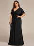Glamorous Plus Size Mermaid Evening Gown with Glitter Bat-Wing Sleeves and Waist-Cinching Detail