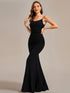 Glitter Spaghetti Strap U-Veck Open Back Bodycon Stretchy Evening Dress