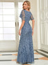 Gorgeous V Neck Leaf-Sequined Fishtail Party Dress