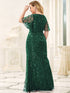 Gorgeous V Neck Leaf-Sequined Fishtail Party Dress
