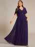 Graceful Plus Size Floral A-Line Chiffon Evening Dress with Short Sleeves