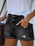 Gray Cuffed High Rise Denim Shorts