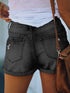 Gray Distressed Cuffed Denim Shorts