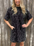 Gray Leopard Print T-Shirt Dress with Handy Pockets