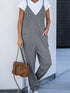 Gray Textured Sleeveless V-Neck Pocketed Casual Jumpsuit