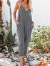 Gray Textured Sleeveless V-Neck Pocketed Casual Jumpsuit
