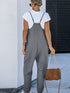 Gray Textured Sleeveless V-Neck Pocketed Casual Jumpsuit