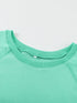 Green Crew Neck French Terry Pullover Sweatshirt for Women