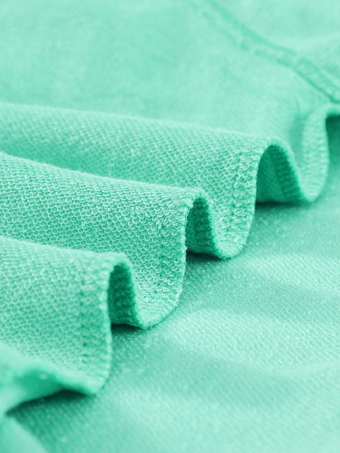 Green Crew Neck French Terry Pullover Sweatshirt for Women