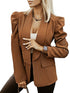 Green Fruit Collar Long Sleeve Women's Blazer in Solid Color - Versatile Slim Fit Regular Length Top