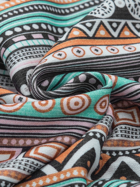 Green Geo Print Square Neck Tank Top for a Stylish Western Look