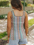 Green Geo Print Square Neck Tank Top for a Stylish Western Look
