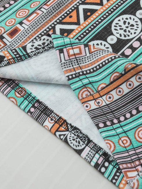 Green Geo Print Square Neck Tank Top for a Stylish Western Look