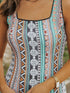 Green Geo Print Square Neck Tank Top for a Stylish Western Look