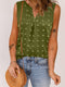 Green Swiss Dot V Neck Tank Top with Elegant Notched Detail