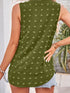 Green Swiss Dot V Neck Tank Top with Elegant Notched Detail