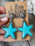 Green Turquoise Star Drop Vintage Western Earrings