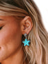 Green Turquoise Star Drop Vintage Western Earrings