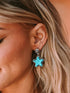 Green Turquoise Star Drop Vintage Western Earrings