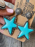 Green Turquoise Star Drop Vintage Western Earrings