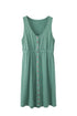 Green V-Neck Sleeveless Mini Dress with Button Details